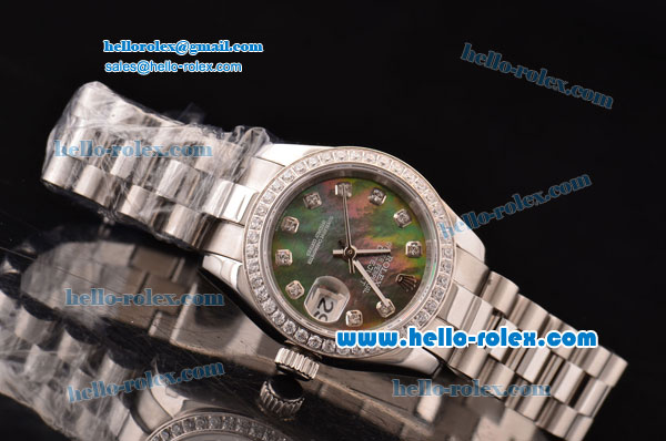 Rolex Datejust Lady 2813 Automatic Steel Case with Grey MOP Dial Diamond Bezel ETA Coating - Click Image to Close